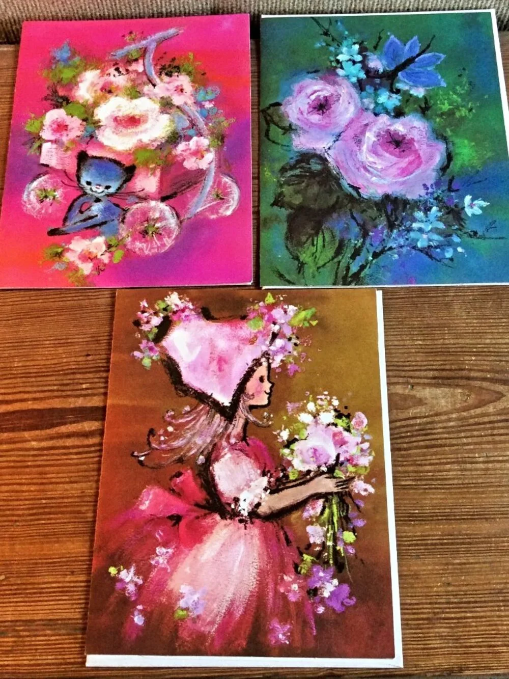 Creations by Gigi 3 Greeting Cards Birthday Get Well Keeping in Touch Unused